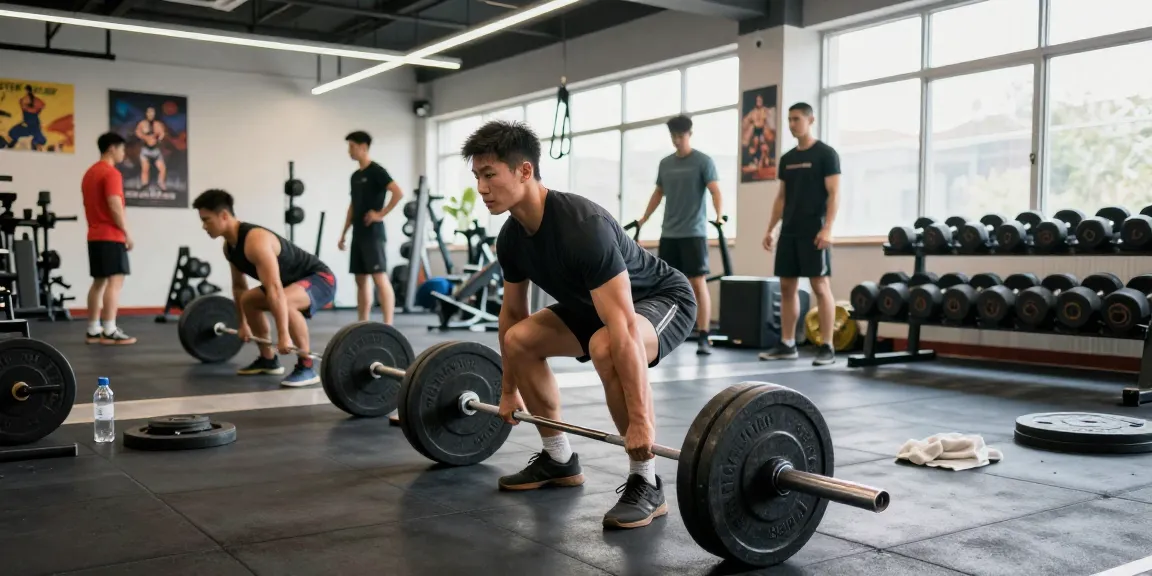 Anabolika Shop Deutschland: Bodybuilder im Fitnessstudio beim Gewichtheben, umgeben von Trainingsgeräten und motivierender Atmosphäre.