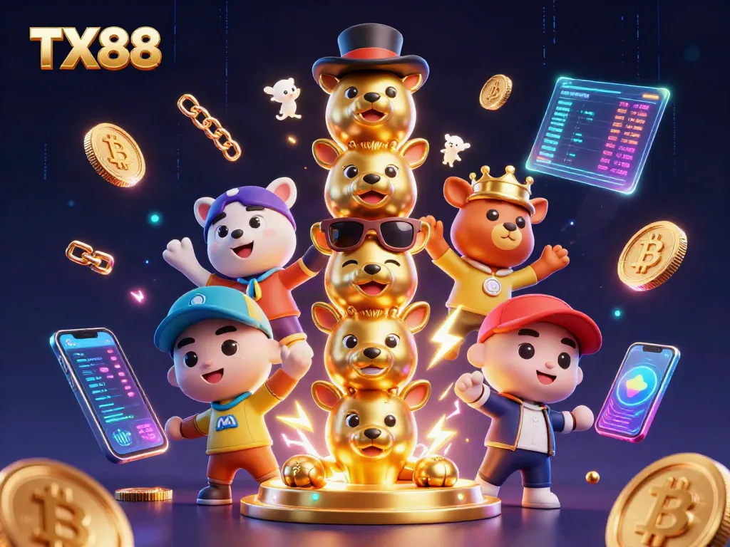 Engage in exciting gaming at TX88, showcasing vibrant casino action elements and crypto features.