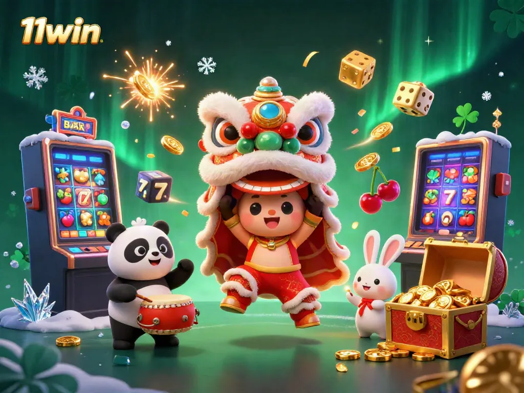 Experience the excitement of 11win with a vibrant lion dance and jackpot explosion in 3D.