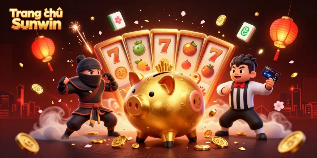 Engage with Trang chủ Sunwin as the vibrant 3D illustration of a sumo wrestler and samurai captures casino excitement.